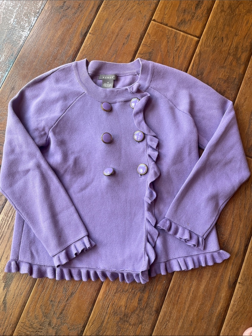 Kenar Lavender Ruffle Button-Front Sweater